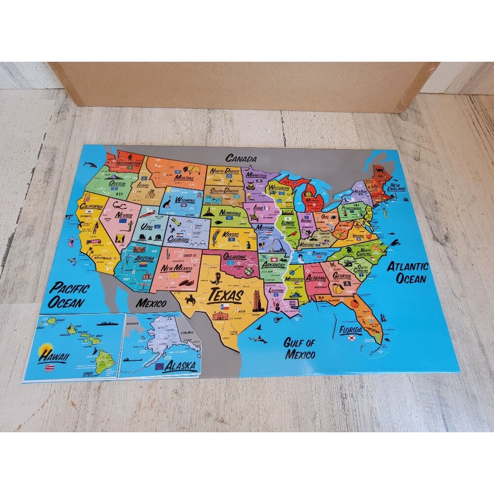 Magnetic map puzzle NEW learning toy tool unique Canada Hawaii Alaska